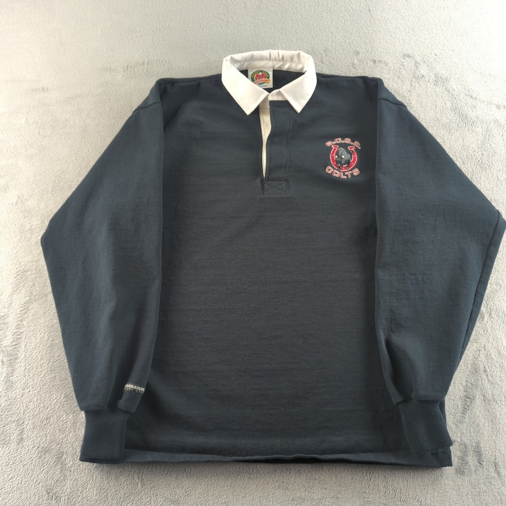 Vintage 90s Rugby Barbarian Shirt Mens‎ XL Black White BCSS Colts Made In Canada